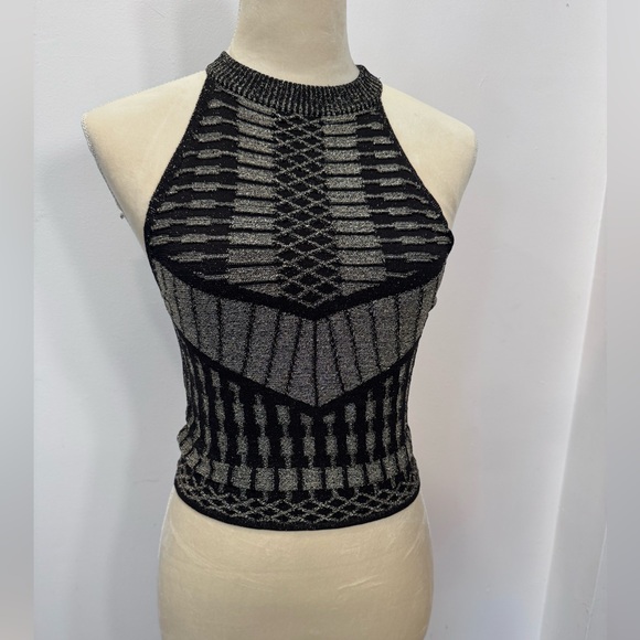 H&M Tops - Silver and gold threaded black crop top